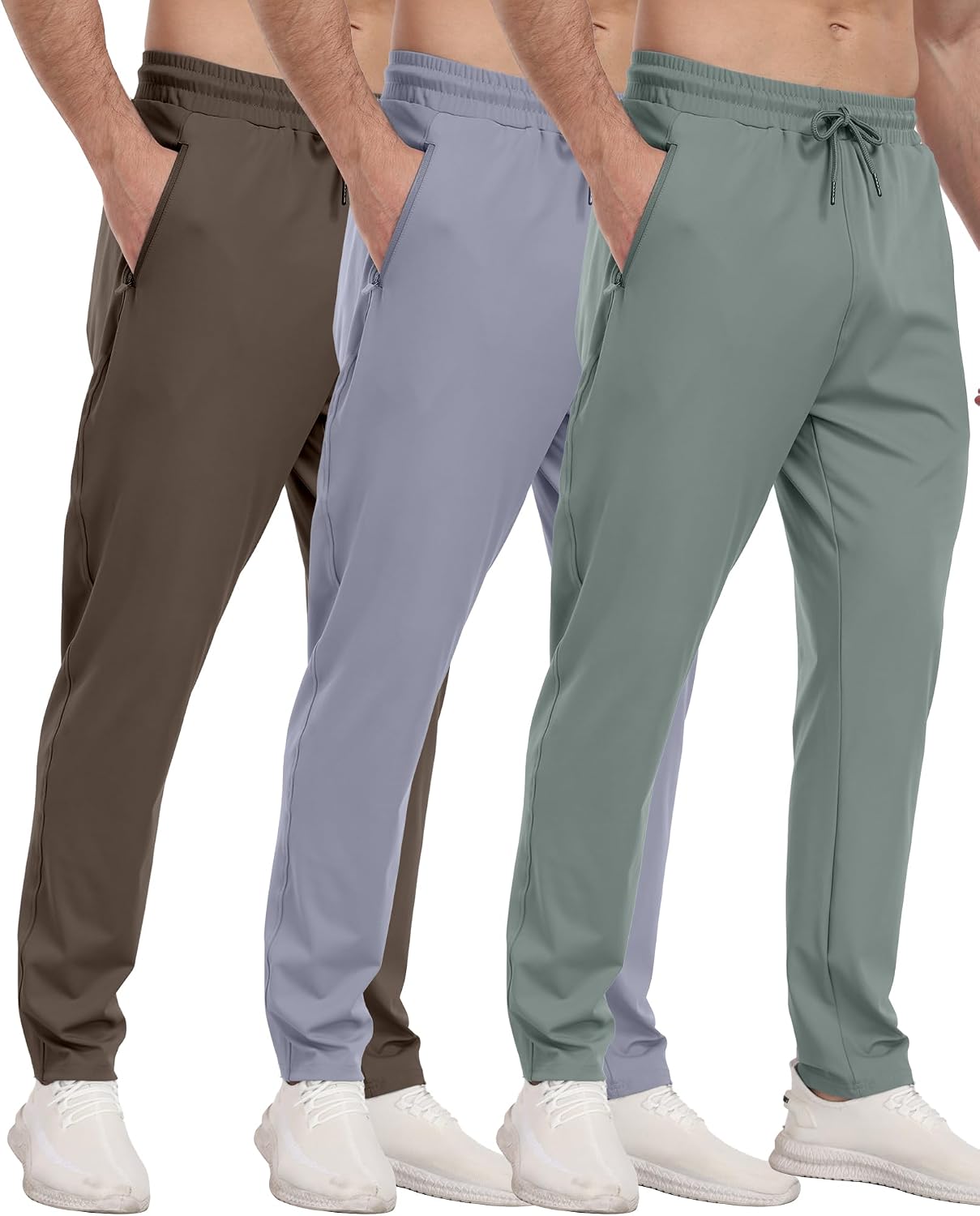 PARISDIARY 3 Pack Mens Athletic Sweatpants with Zipper Pockets,Workout Gym Joggers Pants for Men Running Jogging Pants